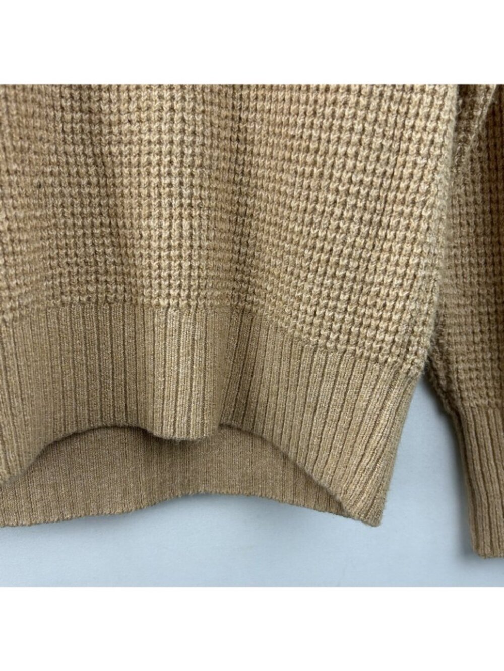 Aerie Oversized Cozy Up Waffle Button Sweater Women’s Size XS Color Tan Beige - Picture 15 of 16